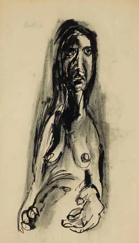 SEATED NUDE by Colin Middleton, 1950, pen and ink with black crayon, offered Sep 2007