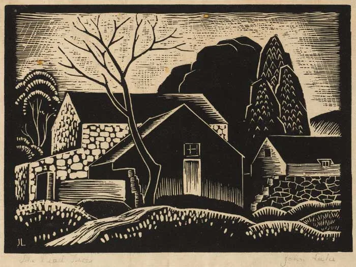 THE DEAD TREE by John Luke, circa 1933-34, linocut, sold Sep 2007
