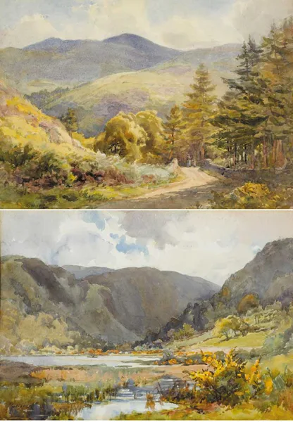 Gladys Wynne, ABOVE THE LAKE, GLENDALOUGH, 1940 and THE LOWER LAKE, GLENDALOUGH, COUNTY WICKLOW (A PAIR), watercolour