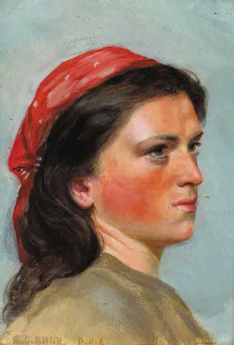 Stephen Catterson Smith, AN IRISH COLLEEN, oil on paper laid on panel