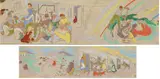 Frances J. Kelly, THE STORYTELLER and WOMAN WITH SPINNING WHEEL  TWO DESIGNS FOR MURAL DECORATIONS (A PAIR)