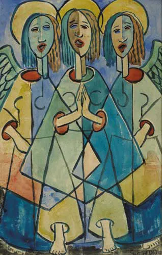 ANGELS WITH SPLIT PERSONALITIES by Gerard Dillon, circa 1943, watercolour with pen and ink, sold Sep 2007