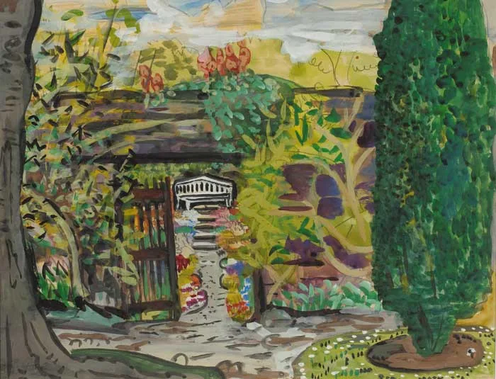 Evie Hone, THE GARDEN CHAIR, BARMEATH, watercolour and gouache over pencil
