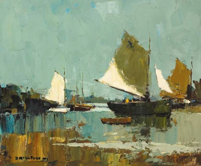 Donald McIntyre, SUNLIGHT ON SAILS, 1966-67, oil on canvas board