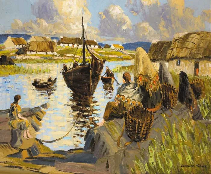 Desmond Turner, HARBOUR SCENE, WEST OF IRELAND, oil on canvas