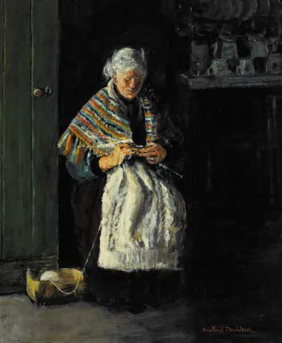 THE SHAWL by Rowland Davidson, oil on canvas board, sold Sep 2007