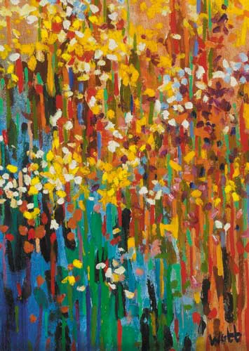 WILD FLOWER MEADOW by Kenneth Webb, oil on canvas, sold Sep 2007