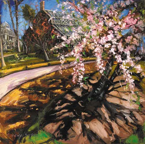 CHERRY BLOSSOM TREE by Gerard Byrne, oil on canvas, sold Sep 2007