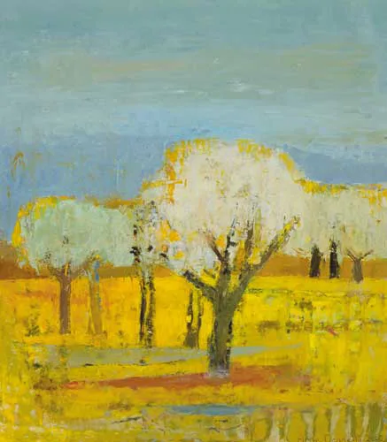 Anne Donnelly, TREES IN A YELLOW FIELD, 2002, oil on paper