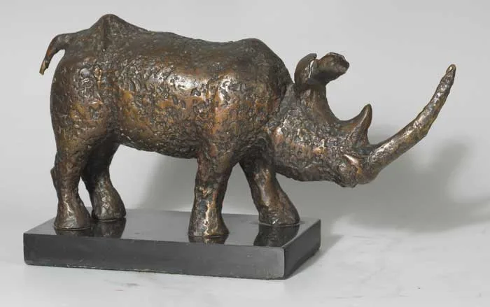 RHINOCEROS by John Behan, bronze on a polished granite base, sold Sep 2007