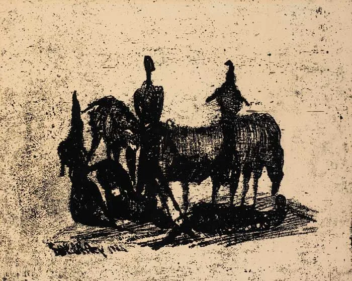 Edward Delaney, ITINERANT GROUP, 1970, ink on paper (monotype)