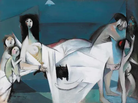 Louis le Brocquy, A FAMILY, 1951, oil on canvas board