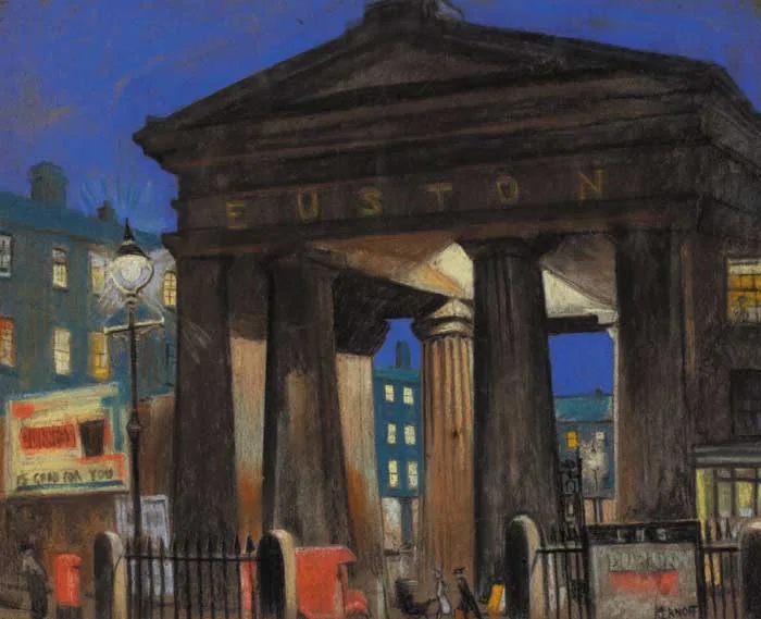 EUSTON STATION, LONDON by Harry Kernoff, circa 1937, pastel, offered Apr 2007