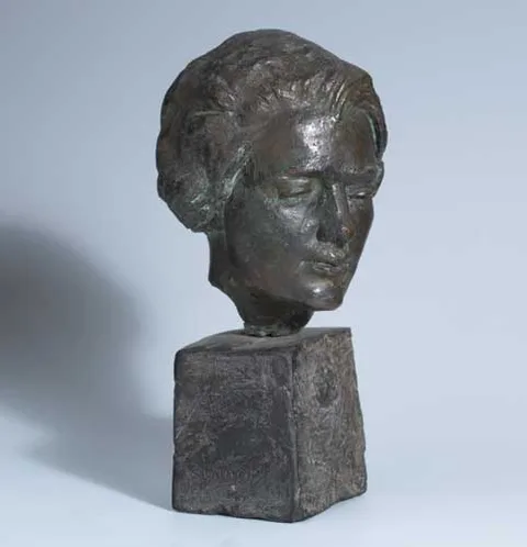 Jerome Connor, A STUDY (HEAD OF A WOMAN), bronze on a stone base