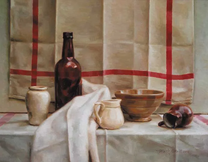 THE PINT BOTTLE, RED by Mark O'Neill, 2004, oil on board, sold Apr 2007