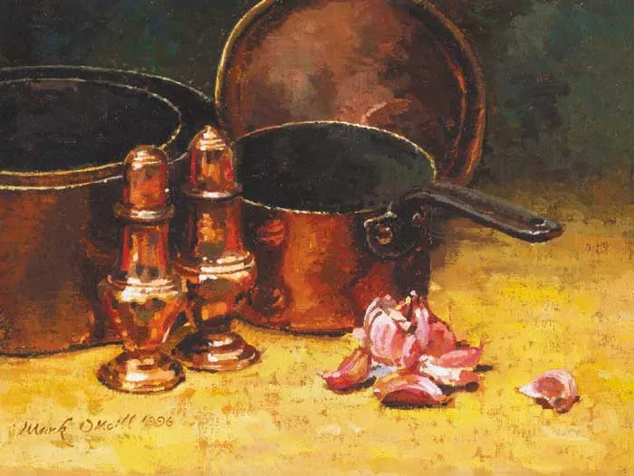 Mark O'Neill, COPPER AND GARLIC, 1996, oil on canvas laid on board