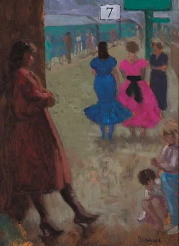 CONNOLLY STATION, PLATFORM 7 by Patrick Leonard, 1986, oil on board, sold Dec 2006