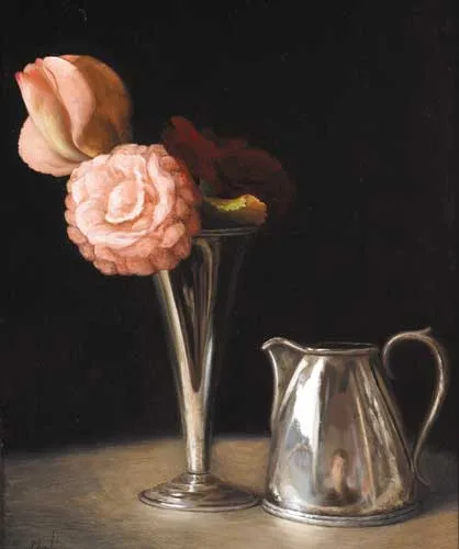 ROSES by Stuart Morle, 2006, oil on copper, sold Dec 2006