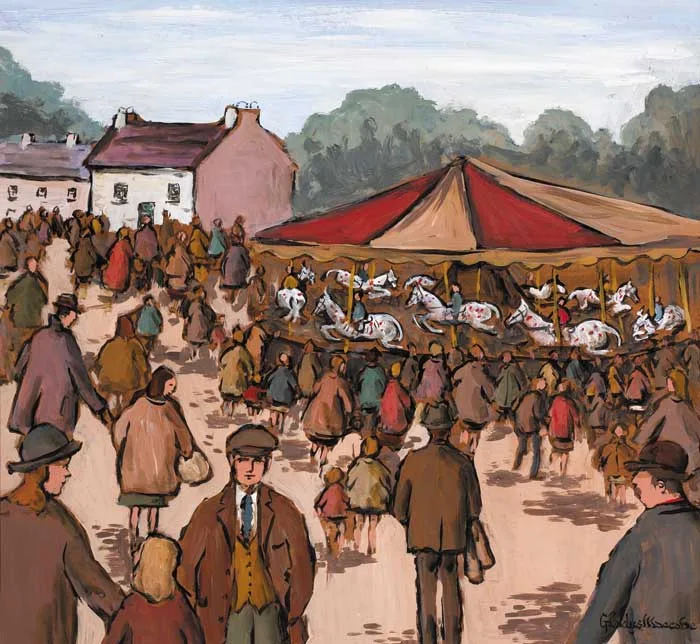 Gladys Maccabe, VILLAGE CAROUSEL, gouache on board