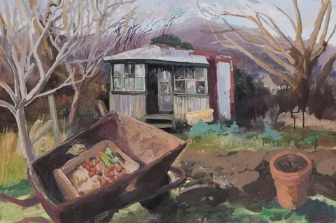 Brian Vahey, FEBRUARY GARDEN, oil on canvas laid on board