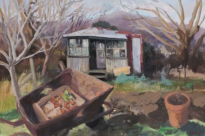 Brian Vahey, FEBRUARY GARDEN, oil on canvas laid on board