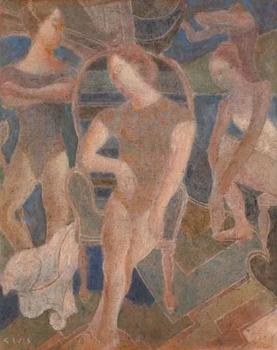 THREE DANCERS by Piet Sluis, oil on board, offered Dec 2006