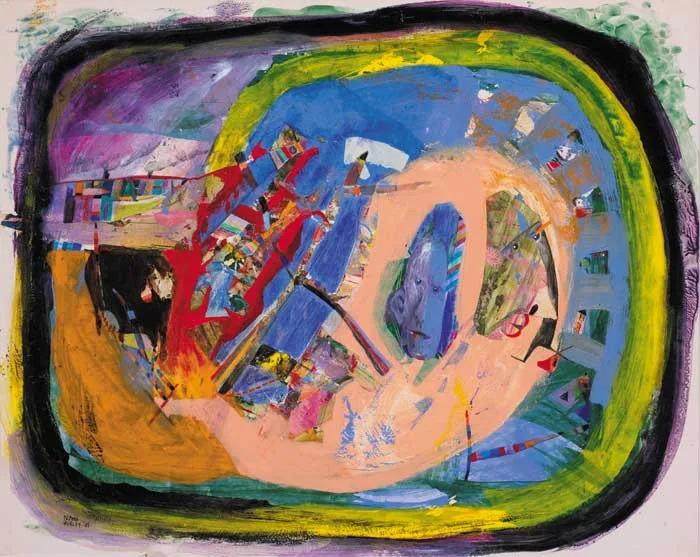 SPIRO GIRO by Niamh Hurley, 1985, mixed media on paper, sold Dec 2006