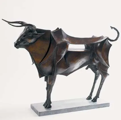 BULL by Laurent Mellet, hand-beaten and brazed copper with a brown patina (unique), sold Dec 2006