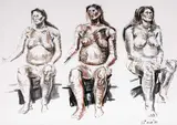 John Behan, THREE STUDIES OF A SEATED NUDE