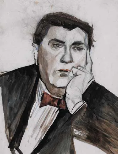 Muriel Brandt, MICHEAL MACLIAMMOIR, watercolour, pen and ink over pencil