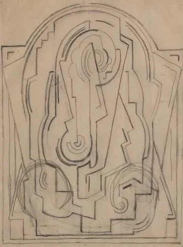 COMPOSITION by Mainie Jellett, pencil on paper, sold Dec 2006