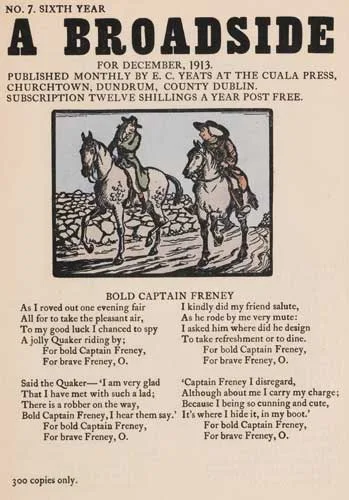 A BROADSIDE - SEVEN ISSUES by Jack Butler Yeats, hand-coloured Cuala Press prints, sold Dec 2006