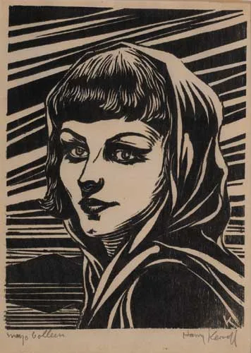 MAYO COLLEEN by Harry Kernoff, woodcut print, sold Dec 2006