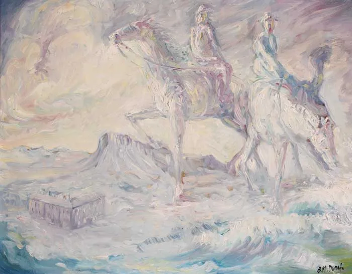 Bernard McDonagh, CONSTANCE AND EVA GORE BOOTH AT LISSADELL, 1969, oil on board