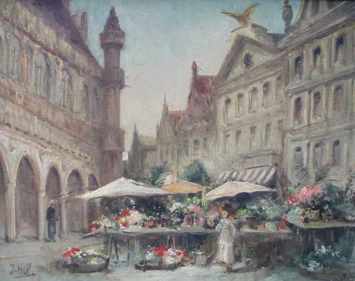 T. Hill, ST MARKS SQUARE, VENICE, oil on canvas