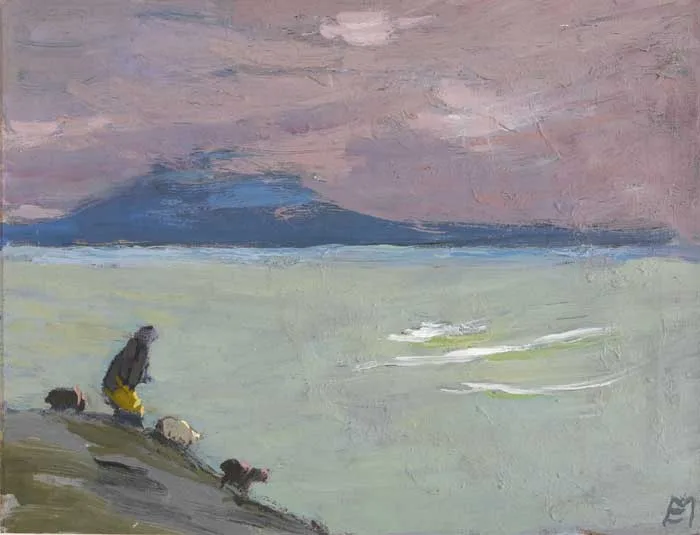 Eileen Murray, SHEPHERDESS IN A WEST OF IRELAND SETTING, oil on canvas