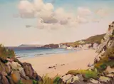 Charles McAuley, VIEW ACROSS A STRAND TOWARDS LOW CLIFFS