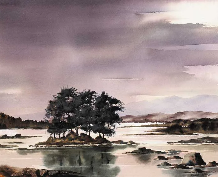 Roland Byrne, LAKE SCENE, CONNEMARA, watercolour