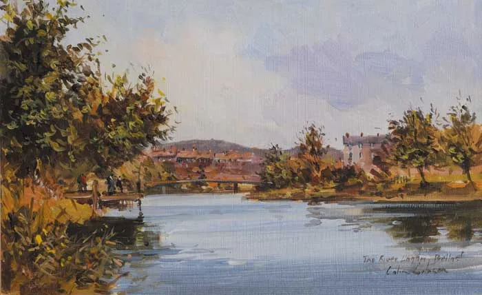 THE RIVER LAGAN, BELFAST by Colin Gibson, oil on canvas board, sold Dec 2006