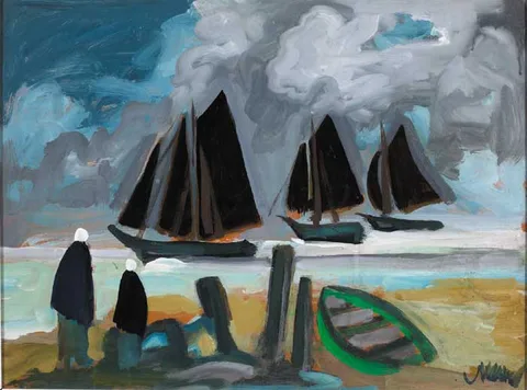SHAWLIES AND TALL SHIPS by Markey Robinson, oil on board, sold Dec 2006