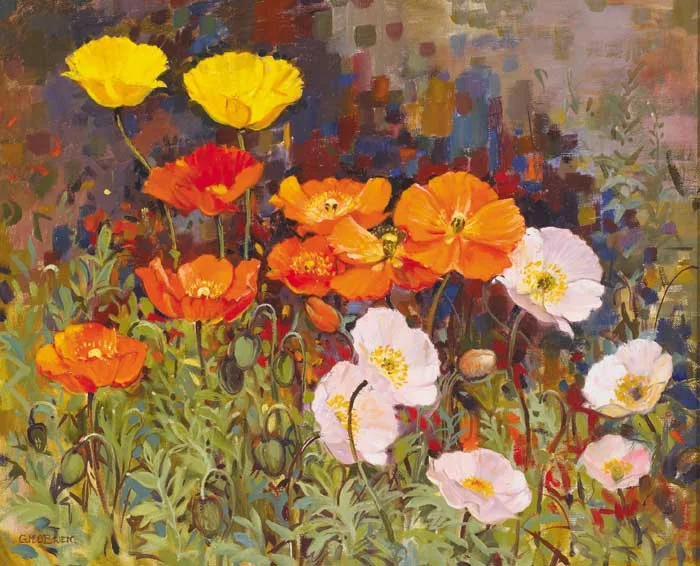 POPPIES by Geraldine O'Brien, oil on canvas, sold Dec 2006