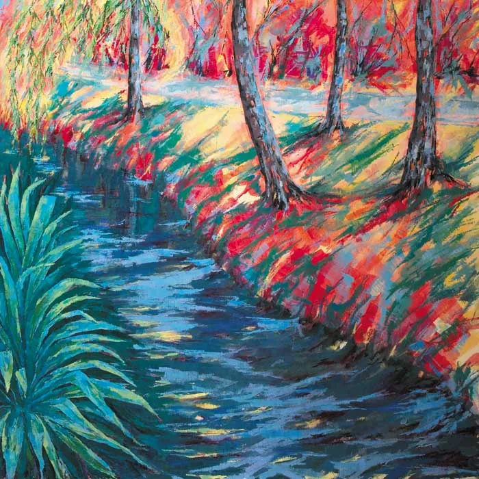 TOLKA RIVER by Angie Grimes, 2005, acrylic on canvas, offered Dec 2006