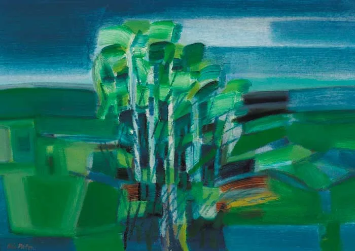 LANDSCAPE WITH TREES by Eric Patton, oil on board, sold Dec 2006