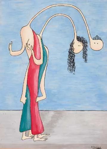 Robert (Bobbie) Dawson, TWO FIGURES, gouache with pen and ink