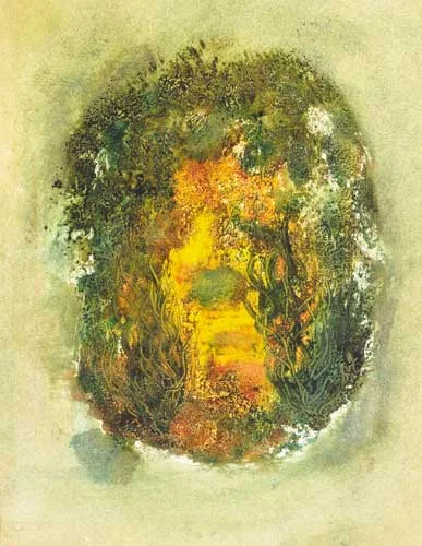 Geoff Rhind, WAVING FRONDS, 1972, acrylic on board (monotype)