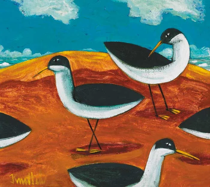 SANDPIPERS by Graham Knuttel, oil on canvas, sold Dec 2006