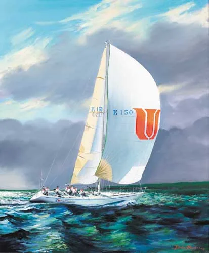 Brian Byrnes, THE YACHT 'CHALLENGER', 1988, acrylic on canvas