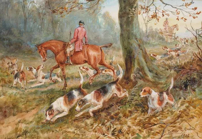Arthur Alfred Davis, AT FAULT, VENTING and two others (SET OF FOUR), 1908, watercolours