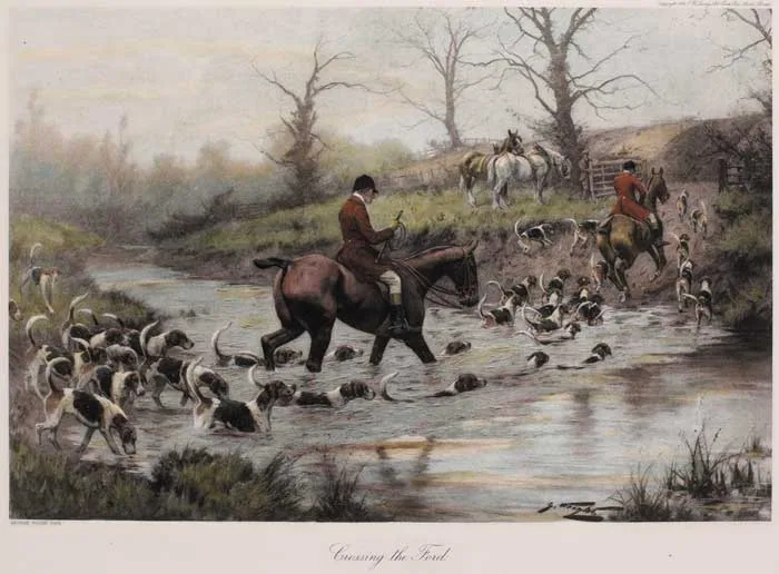 George Wright, CROSSING THE FORD, HIS SAME OLD GAME, FULL CRY THROUGH THE HOMESTEAD and THE PINK OF CONDITION (SET OF FOUR), restrike etchings (SET OF FOUR)