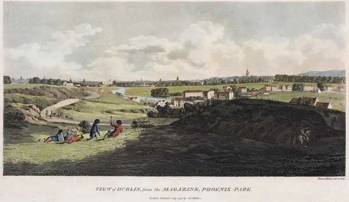 James Malton, VIEWS OF THE CITY OF DUBLIN (EIGHT), etching with aquatint and hand colouring and accompanying letterpress